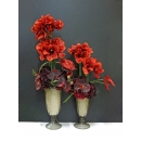 紅孤挺花白砂石茶色玻璃花藝設計 (y14850花藝設計- 茶几用直立式)一對